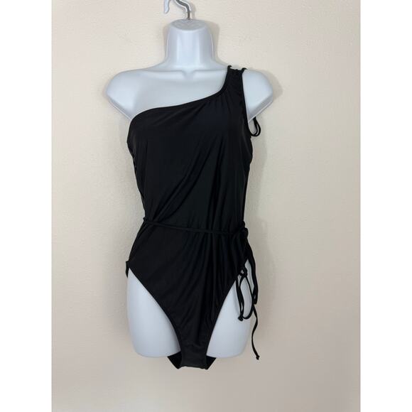 Good American One-Shoulder Black Swimsuit NWT Size 4 (Fits 14) - Picture 3 of 9
